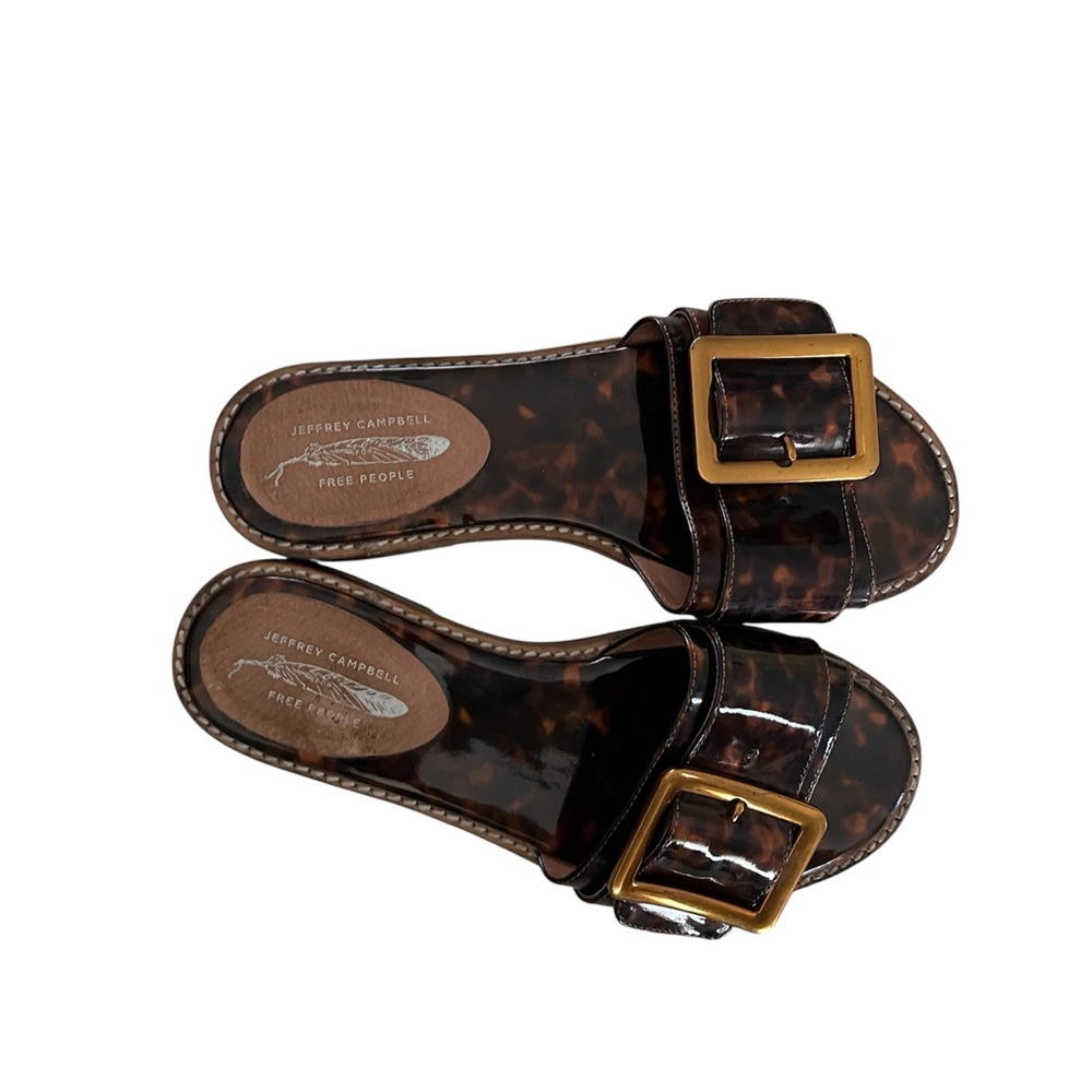 Free People x Jeffery Campbell Tortoiseshell Slide Sandals with Buckle - Picture 2 of 7